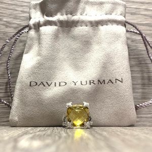 David Yurman Cushion Lemon Citrine & Diamond Ring